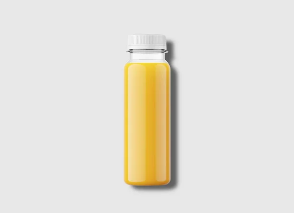 Flasche Orangensaft Mit Leerem Etikett Auf Weißem Hintergrund Rendering Attrappe — Stockfoto