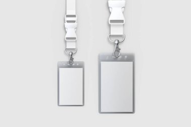 Gerçekçi Boş Kimlik Kartı, Rozet Biyometrik Kartı beyaz arkaplanda izole edilmiş. 3 boyutlu görüntüleme. Model