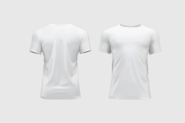 Camisetas Blancas Delante Detrás Aisladas Sobre Fondo Blanco Representación Mock —  Fotos de Stock