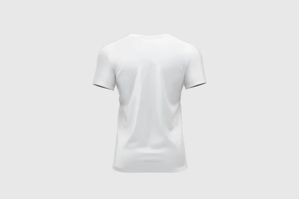 白いTシャツの後ろに白い背景に隔離された 3Dレンダリング モックアップ — ストック写真