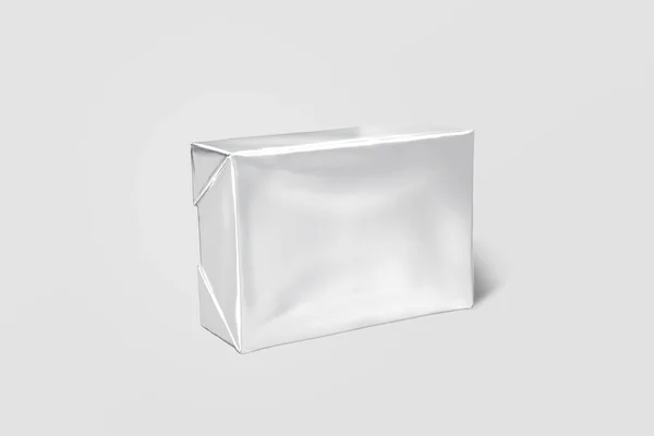 Dairy Butter Foil Wrap Isoliert Auf Weißem Hintergrund Rendering Attrappe — Stockfoto