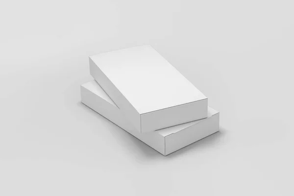 Caixa Papelão Branco Branco Isolada Sobre Fundo Branco Renderização Mock — Fotografia de Stock