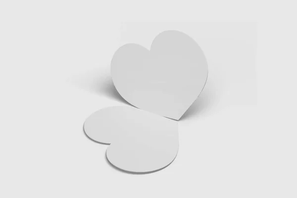 Heart Shaped Card Isolated White Background Rendering Mock — Stock Photo, Image