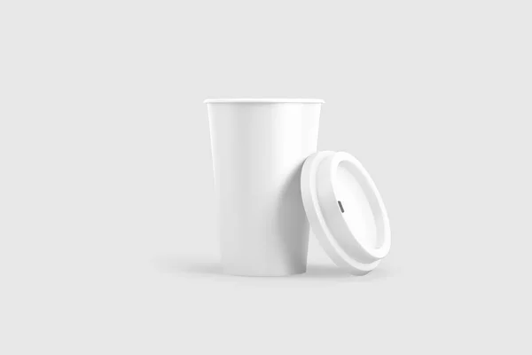 白い背景に隔離された持ち帰り紙 カートンまたは段ボールコーヒーカップ 3Dレンダリング モックアップ — ストック写真