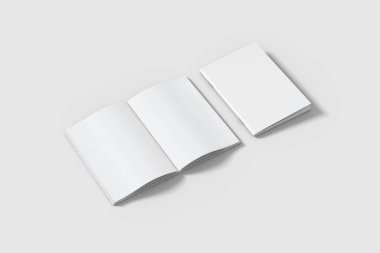 Boş kitaplar tanıtım, kataloglar, broşürler ve beyaz arka planda izole edilmiş dergiler için kullanılabilir. 3 boyutlu görüntüleme. Model