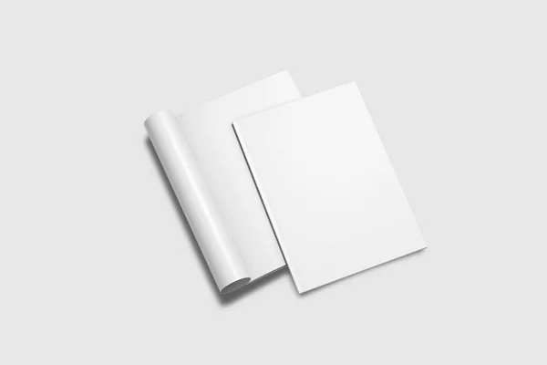 Blanco Catalogus Tijdschriften Boeken Geïsoleerd Witte Achtergrond Weergave Mock — Stockfoto