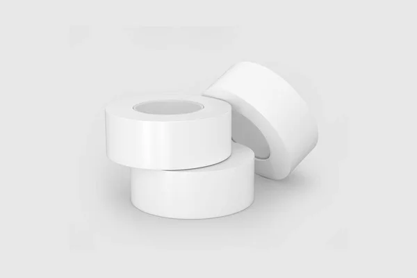白い背景に隔離された白いダクトテープ 3Dレンダリング モックアップ — ストック写真