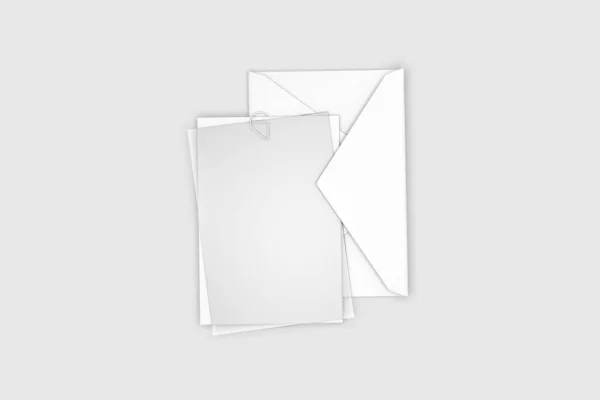 Κενό Χαρτί Συνδετήρα Που Απομονώνεται Λευκό Φόντο Απόδοση Προσομοίωση — Φωτογραφία Αρχείου