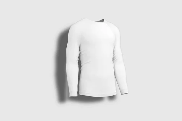 Tričko Bílého Muže Dlouhými Rukávy Izolovanými Bílém Pozadí Vykreslování Falešný — Stock fotografie