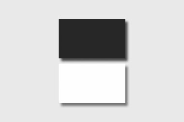 Siyah ve beyaz iş kartı modeli beyaz arka planda izole edildi. 3 boyutlu görüntüleme. Model