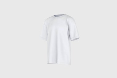 Beyaz Büyük beden tişörtler ön ve arka görünüm modelleri beyaz arka planda izole edilmiş. 3 boyutlu görüntüleme. Model