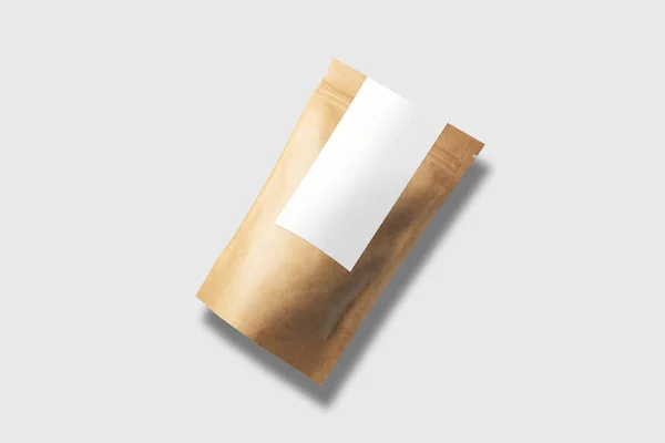 Brown Kraft Craft Cardboard Paper Pouch Bag Isolated White Background — Stock Photo, Image