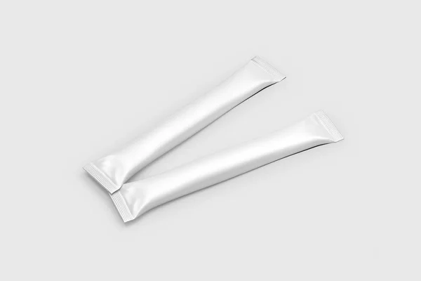 White Plastic Paper Long Slim Blank Packaging Set Isolated Drugs — Stock Photo, Image