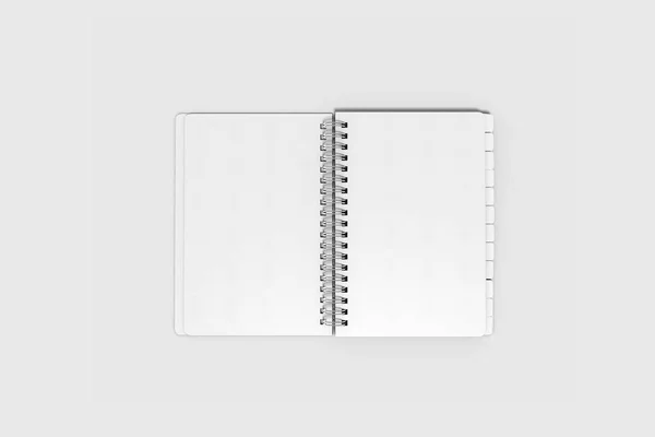Ноутбук Макет Блокнот Пустой Крышкой Распространение Вашего Дизайна Изолированы Белом — стоковое фото