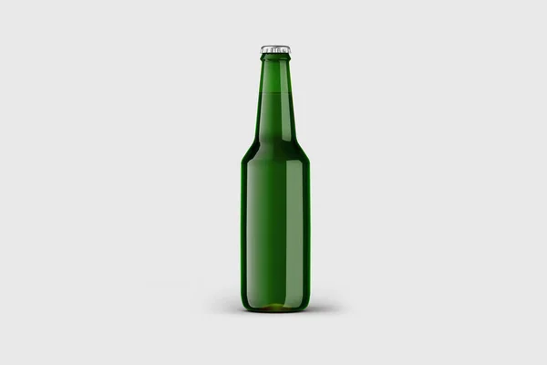 Beer Green Bottle Isolated White Background Rendering Mock — стоковое фото