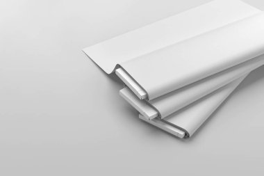 Beyaz arka planda izole edilmiş beyaz kumaş cıvatalar. 3 boyutlu görüntüleme. Model. Üst görünüm.