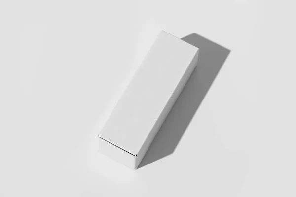 白い背景に隔離された段ボール長方形の包装箱 3Dレンダリング モックアップ — ストック写真