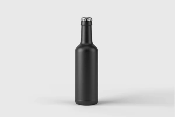 Black Frosted Bottle Isolated White Background Rendering Mock Front View — Stockfoto