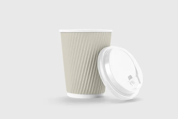 Paper Cup Sleeve Isolated White Background Rendering Mock Front View — 스톡 사진