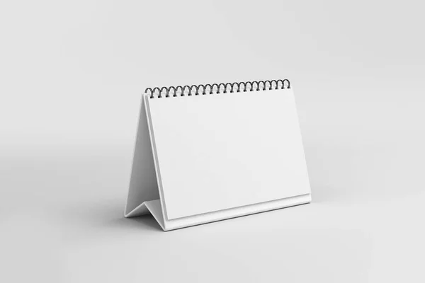 Blank Paper Desk Spiral Calendar Isolated White Background Rendering Mock — стоковое фото