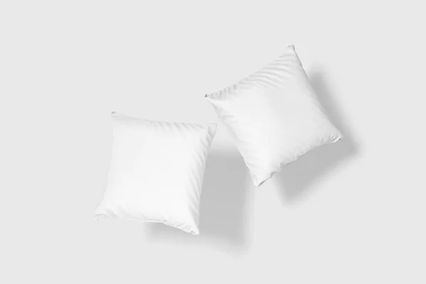 Square Pillow Cushion Isolated White Background Rendering Mock Front View — Zdjęcie stockowe