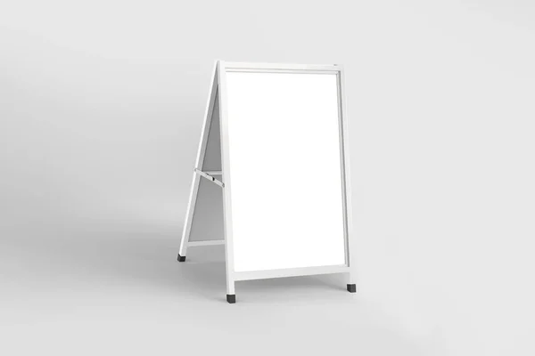 Blank White Metallic Outdoor Advertising Stand Mockup Isolated White Background — Fotografia de Stock