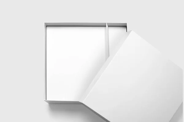 白色空白硬纸板盒模拟模板隔离在白色背景 3D渲染 前视镜 礼品盒 — 图库照片