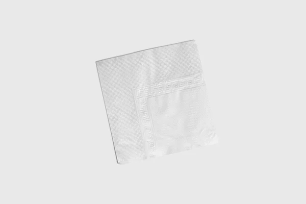 White Square Bar Napkin Isolated White Background Rendering Mock Front — Stock Photo, Image