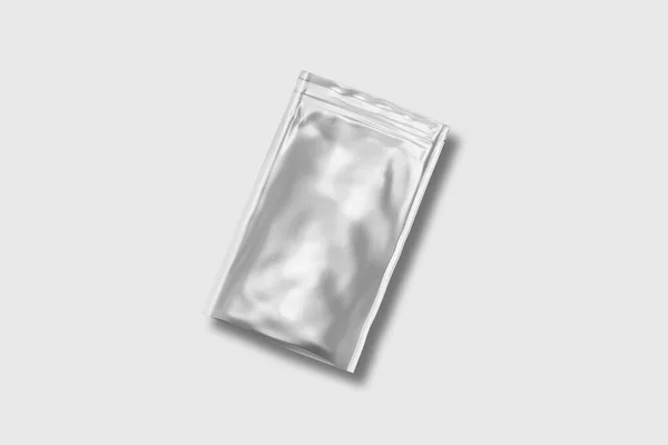 Чистый Серебристый Мешок Молнии Изолирован Белом Фоне Рендеринг Мак — стоковое фото