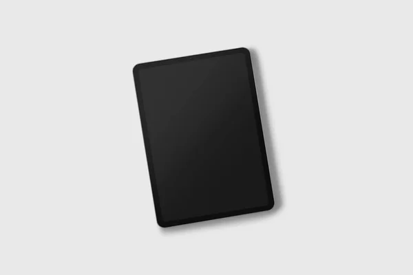黒いタブレットPcパッドは白い背景に隔離されています 3Dレンダリング モックアップ — ストック写真