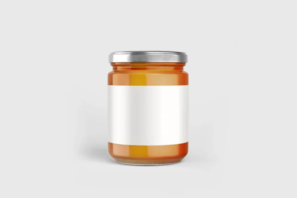 Honigglas Isoliert Auf Weißem Hintergrund Rendering Attrappe Stockbild