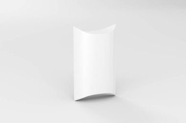 Yiyecek için yastık paketi, katlama paketi beyaz arka planda izole edilmiş şablonu taklit ediyor. 3 boyutlu görüntüleme. Model.