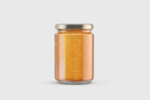 Orange Jam Jar Glass Isolated White Background Rendering Mock — Stock Photo, Image