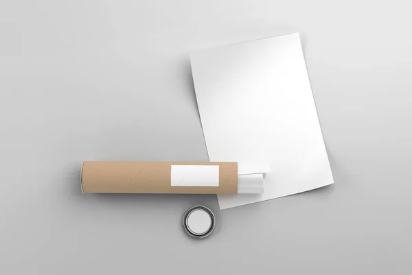Leeres Weißes Papierblatt Isoliert Leere Kraft Runde Verpackung Box Runde — Stockfoto