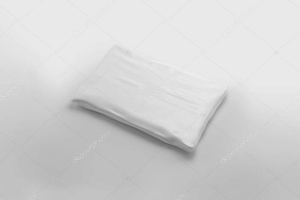 Empty plastic mail bag for forwarding Parcel Envelope Self seal Courier bag Delivery Plastic bags Mail package isolated on white background. 3D rendering. Layout.
