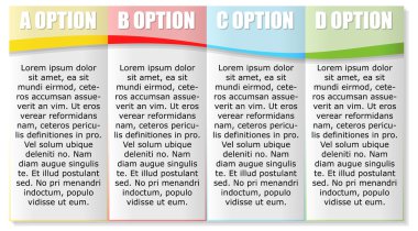 renkli başlık ile dört seçenek yatay şablonu