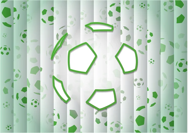 Fond vert abstrait avec un grand ballon de football et beaucoup de petites balles — Image vectorielle