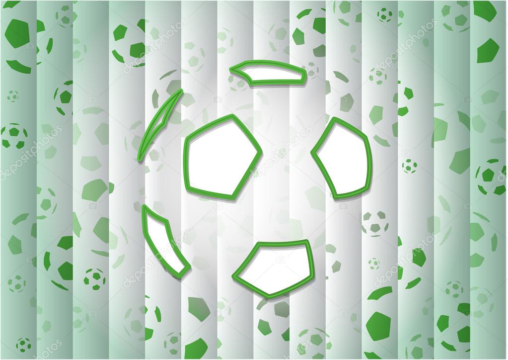 Abstract green background with one big soccer ball and lot of small balls