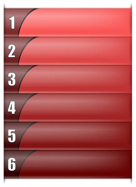 Seis opciones plantilla vertical en color rojo — Vector de stock