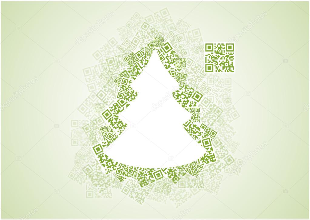 QR Christmas tree with wish in QR code - Merry Christmas