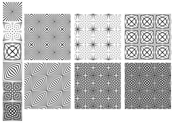 Set Seamless Black and White Lines Patterns — стоковый вектор