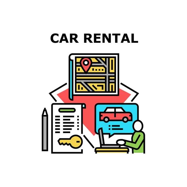 Concept d'entreprise de location de voiture Illustration couleur — Image vectorielle