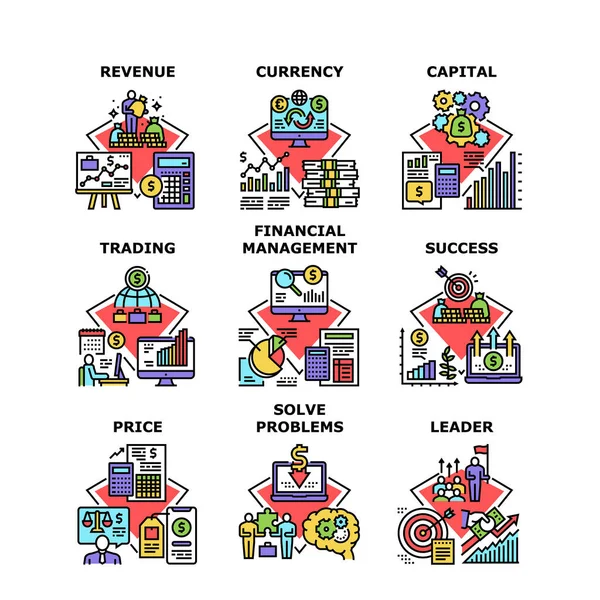 Finanzen Einnahmen Set Icons Vektor Illustrationen — Stockvektor