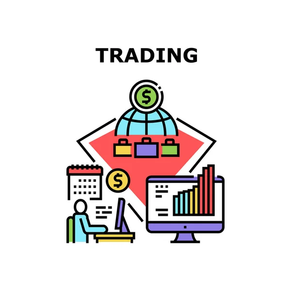 Trading Business Vector Konzept Farbe Illustration — Stockvektor
