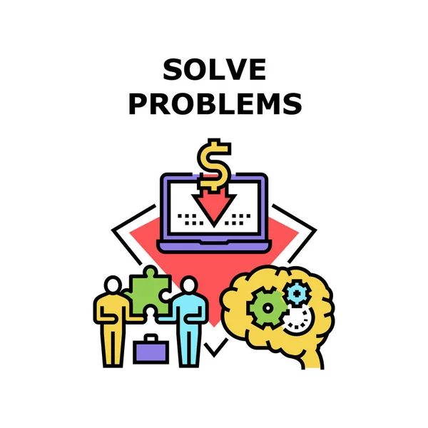 Solve Problems Vector Concept Color Illustration — Stock Vector