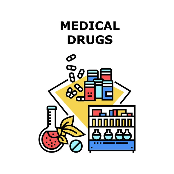 Tıbbi Uyuşturucu Vektörü Renk Çizimi — Stok Vektör