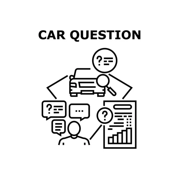 Carro Pergunta Vetor Conceito Preto Ilustração — Vetor de Stock