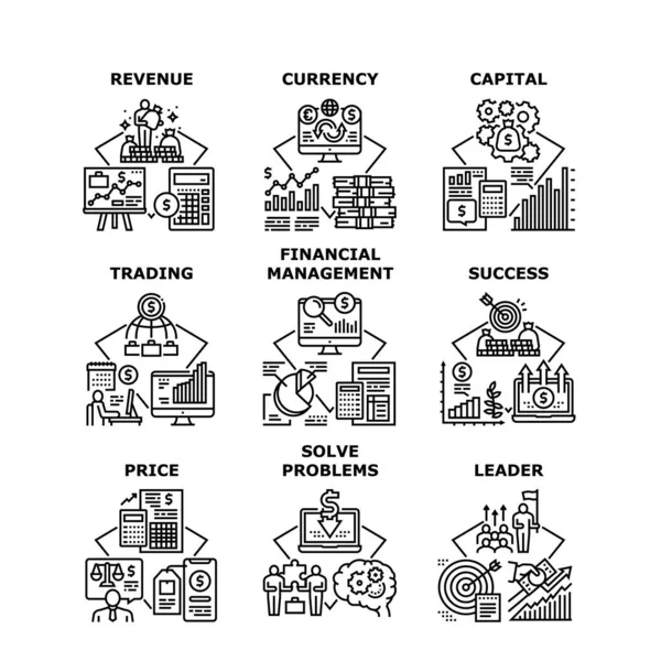 Conjunto de ingresos financieros Iconos Ilustraciones vectoriales — Archivo Imágenes Vectoriales