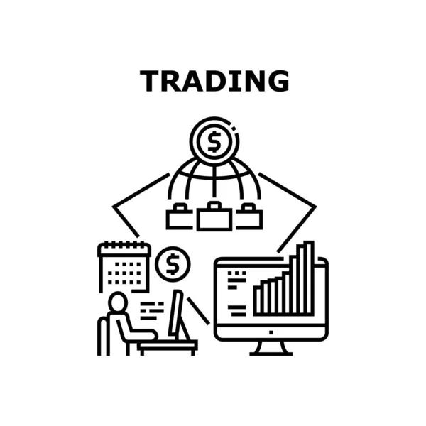 Trading Business Vector Concept Schwarze Abbildung — Stockvektor