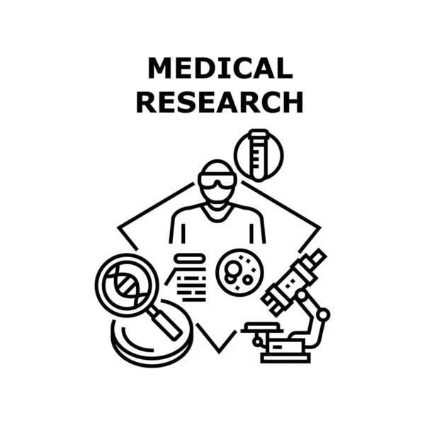 Vektorová koncepce medicínského výzkumu Black Illustration — Stockový vektor